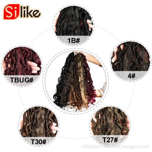 Silike Faux Locs curly Crochet Braids18 Inch Soft Natural Synthetic Hair Extension 12Stands/Pack Goddess Faux Locks Crochet Hair